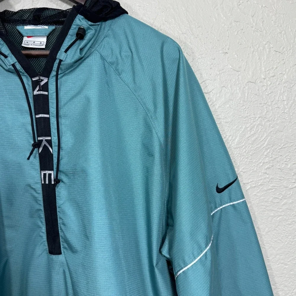 Vtg 90s‎ Nike Anorak Jacket Lg Ripstop Windbreaker Spellout Logo Streetwear Y2K